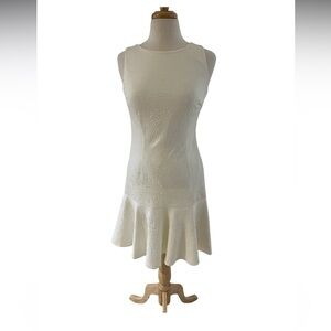 NWT Elegant Winter White Floral EmbossedSleeveless Dress by Spense-Size 6